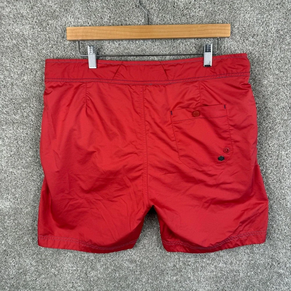 Robert Graham Mens Size 34 Red Houndstooth Trim Swim Trunks Board Shorts Classic